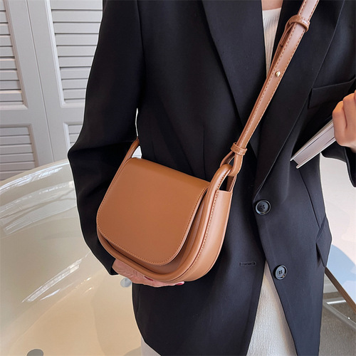 ins summer popular retro small bag women's new textured saddle bag foreign style versatile single shoulder crossbody bag