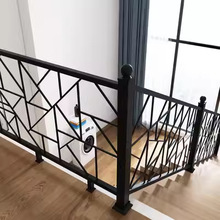 铁艺楼梯扶手护栏现代简约家用室内实木阁楼栏杆黑色轻奢飘窗栏杆