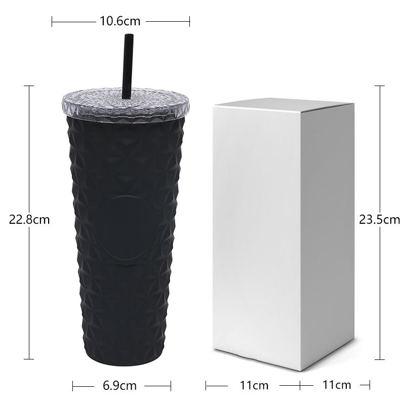 Suministro directo de fábrica AS taza de paja de doble capa taza de agua de plástico de grado alimenticio taza de cristal simple de alto valor de verano de 710ml