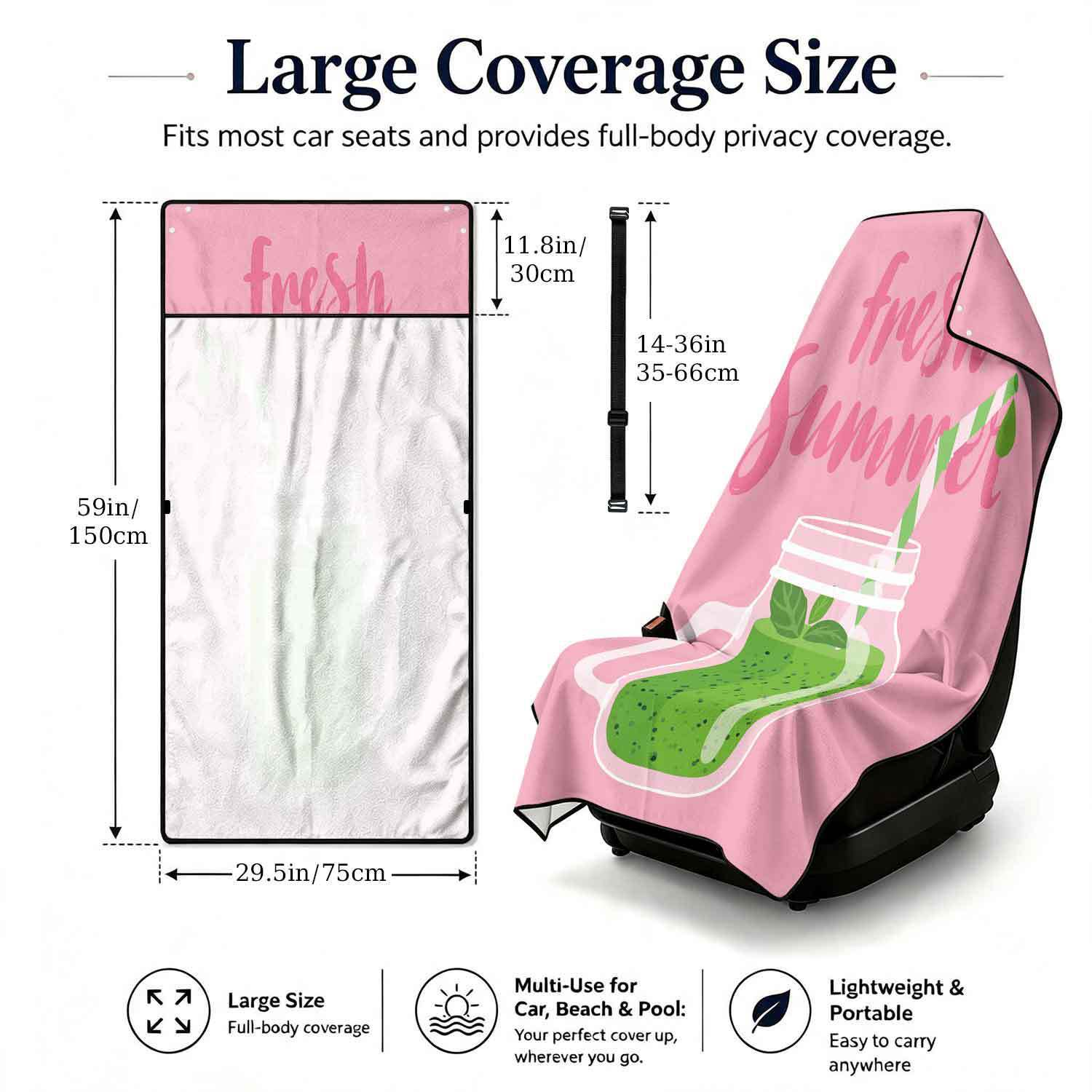 Summer bath towel and car seat cover 2-in-1, ultra-fine fiber outdoor beach and car dual-use universal seat cushion