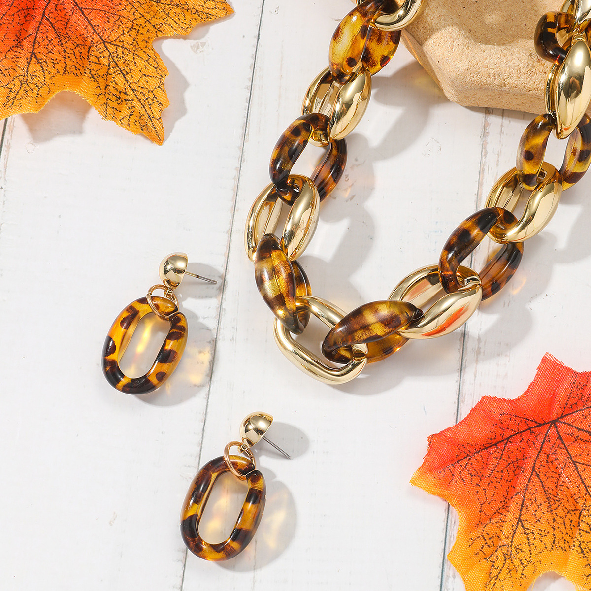 61g Weight Gold Plated Plating Material Jewelry Set Classification 1 Set Quantity Holiday, Daily Occasion Plastic, Resin Material Color Block Pattern Women's Gender Plating Design Basic Style Basic Color Block Plastic Resin Plating Gold Plated Women's Jewelry Set 5