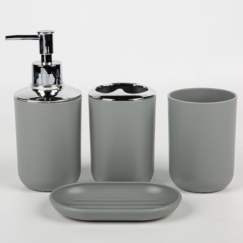 Kit de baño de lavado de 4 piezas enjuague bucal jabón botella de emulsión soporte de cepillo de dientes artículos para el hogar almacenamiento de baño image 4