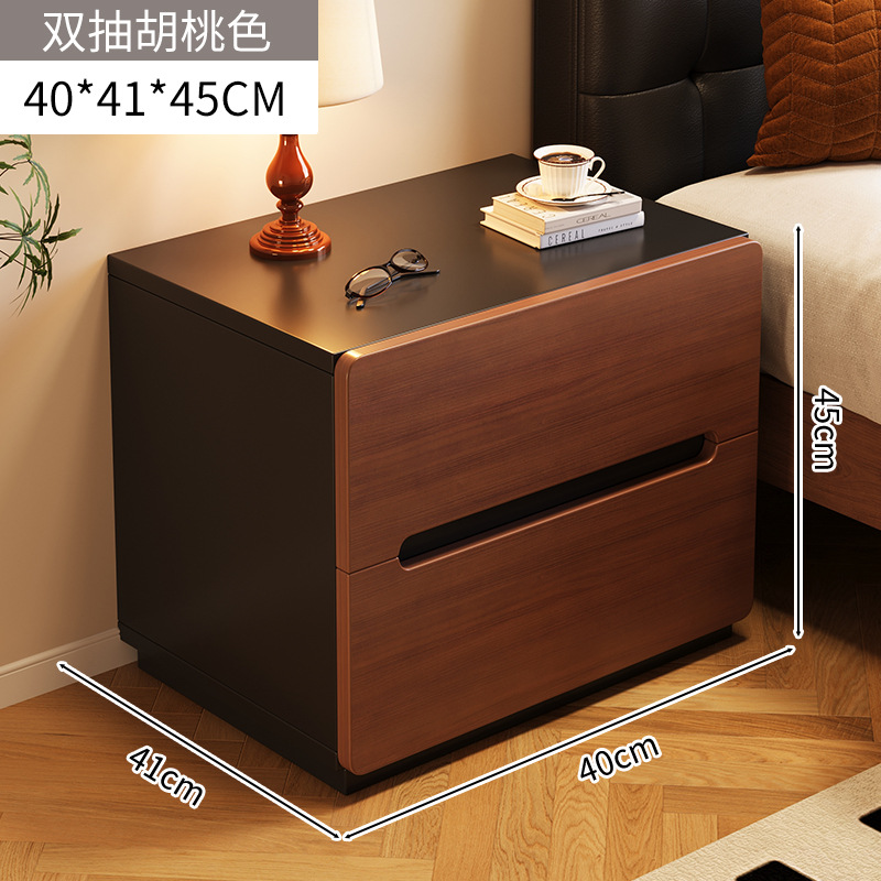 [원목 생태보드 - 신제품 출시] 더블드로우 월넛 + 블랙 + 블랙 베이스 40*41*45cm