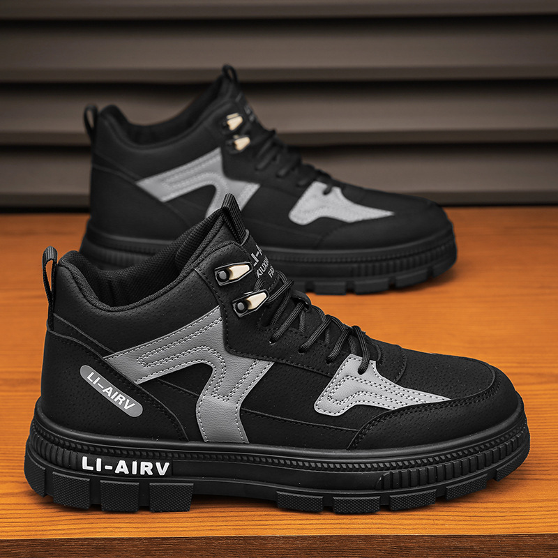 2024 New Spring High-top Casual Martin Boots Men's Winter Junior White Shoes Mid-top Heightening Tooling Boots