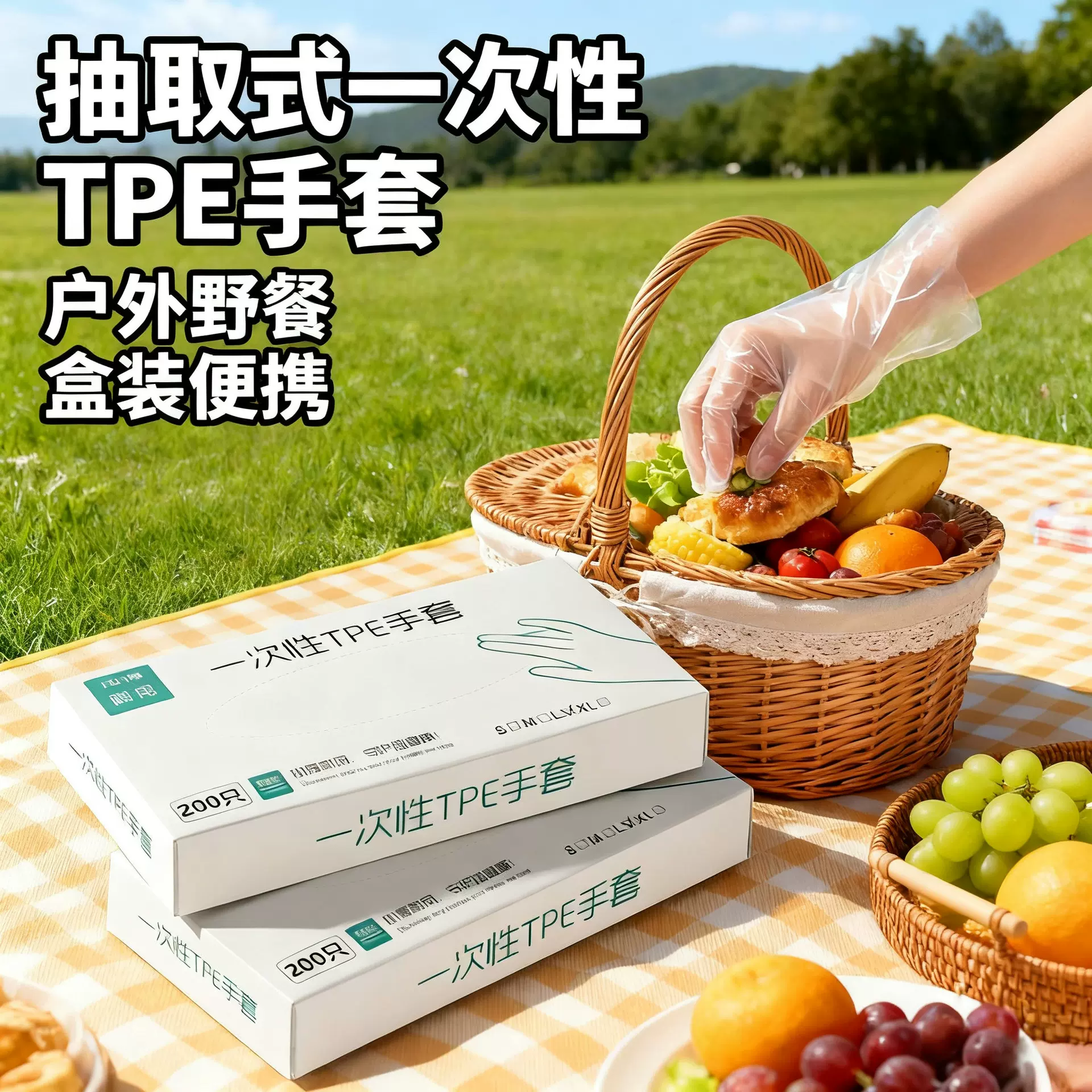 一次性手套TPE手套食品级专用商用餐饮透明加厚耐磨家用盒装手套
