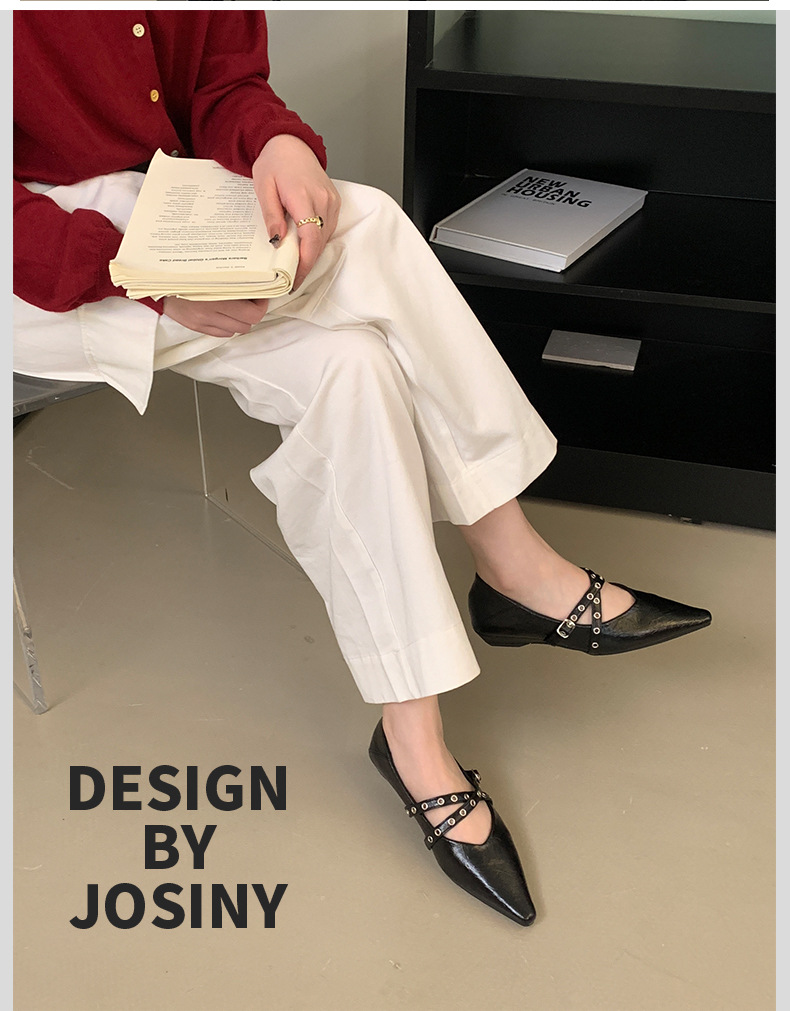 Wedge Heel Square Head Shallow Mouth Single Shoes Women's Rivets New French Retro Gentle Evening Breeze Mary Jane Doudou Women's Shoes_vogvips.com