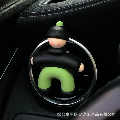 Car Interior Ornament for Women: Car Perfume Aromatherapy - black-and-green-trousers