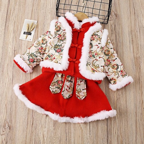 New new style girl baby China style long-sleeved cheongsam button dress, children's wear, Tang suit, Han suit