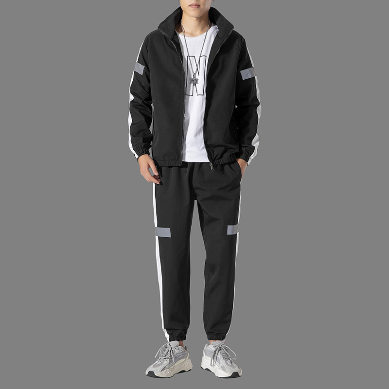 Primavera y otoño juego deportivo para hombre coreano casual de dos piezas hombre guapo moda universal chaqueta de hombre grande moda