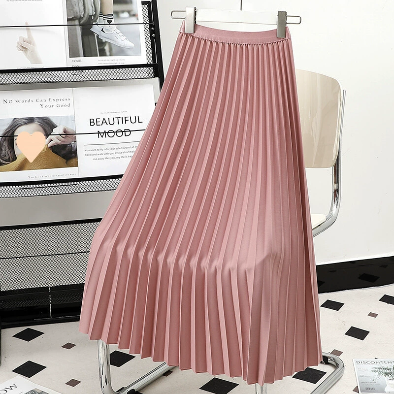 Юбка-плиссе с высокой талией для женщин, весна-лето 2025, новый стиль, стройнящая, на эластичной резинке, юбка-аккордеон, средней длины