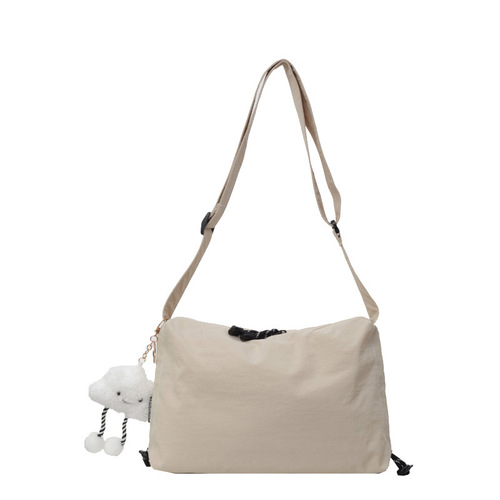 Shoulder bag pleated solid color Korean style outdoor large capacity crossbody bag casual texture simple fashion bag wholesale for women