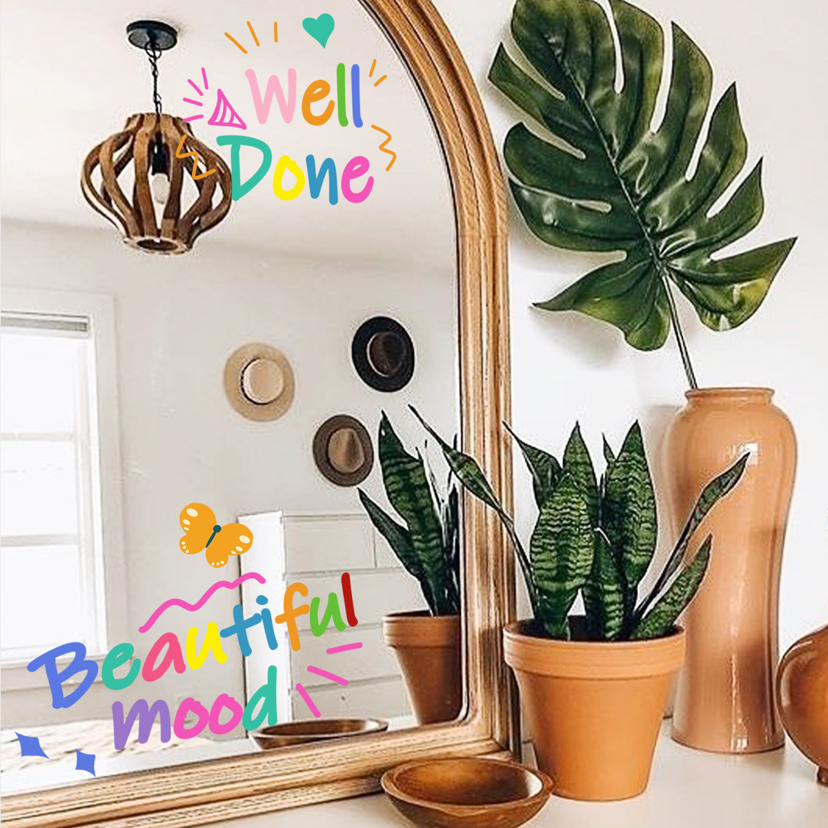 CT4056簡約彩色英文勵志自信牆貼櫥窗玻璃貼雙面印刷可視裝飾牆貼