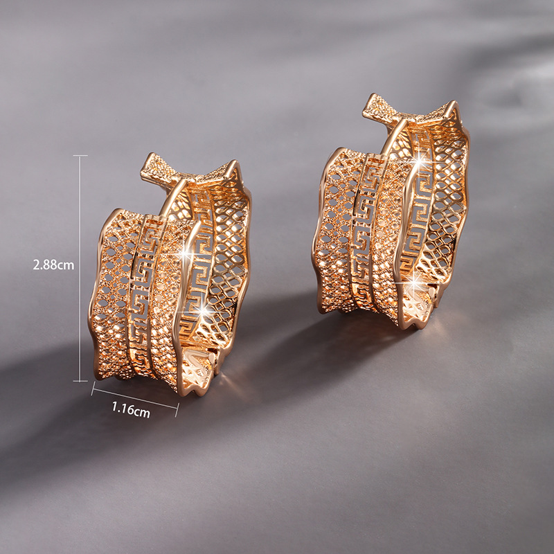 Joyería de Xupar 18K chapado en oro pendientes de temperamento de aleación Oriente Medio joyería de moda retro exquisito patrón pendientes para las mujeres
