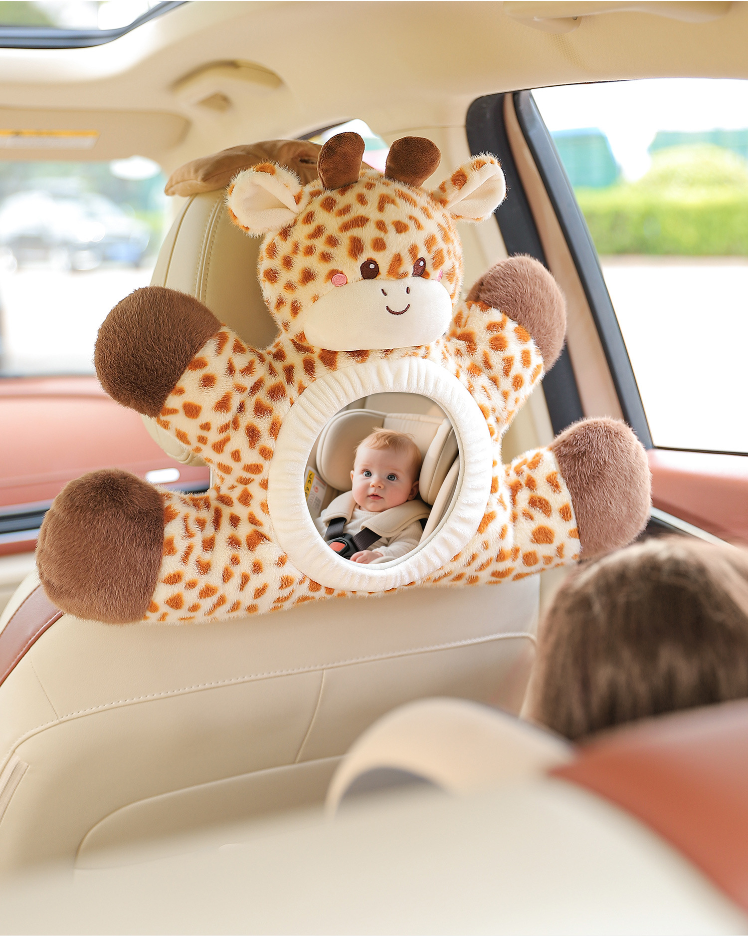Car Baby Observation Mirror Reflector Car Kids Safety Seat Rearview Mirror Hanging Cute Cartoon Decoration