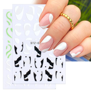 Cross-border New Nail Art Stickers Shake Tone Hot Glitter V-shaped French Stickers Skirt Ribbon Milk Back Glue Nail Stickers