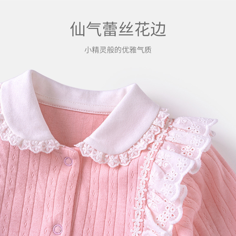 Ropa de bebé 2024 primavera y otoño nuevo recién nacido de manga larga mameluco primavera algodón mameluco bebé niña salida mono