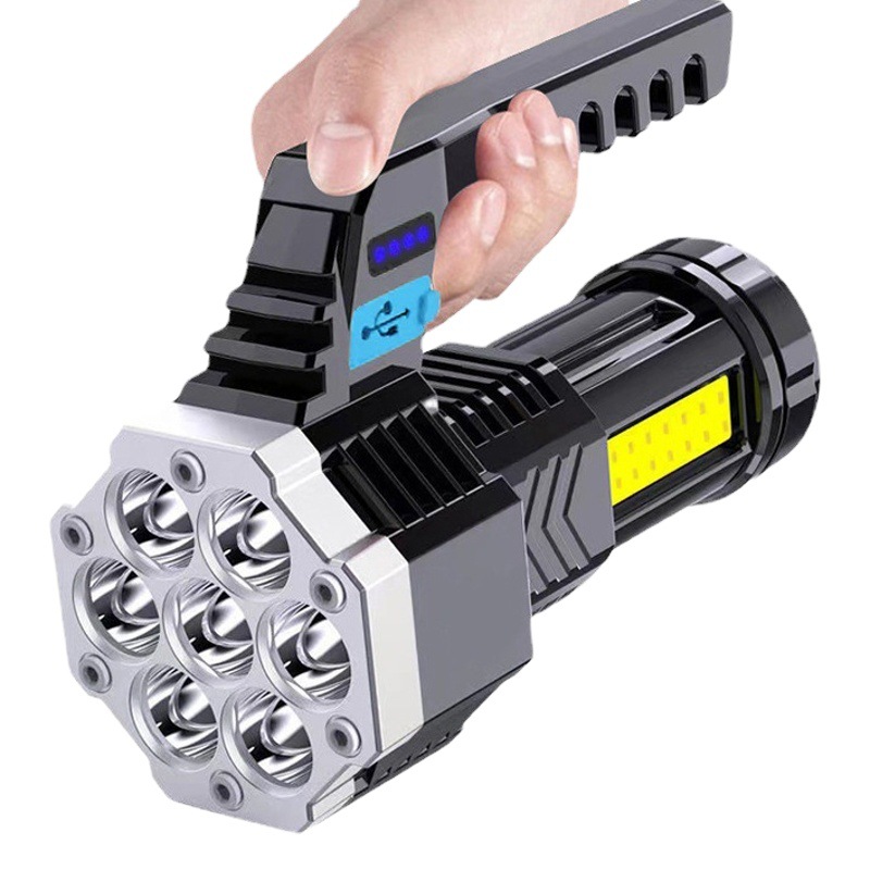 Al Aire Libre transfronterizo 7LED linterna portátil USB recargable COB luz lateral patrulla portátil Luz de pesca de plástico