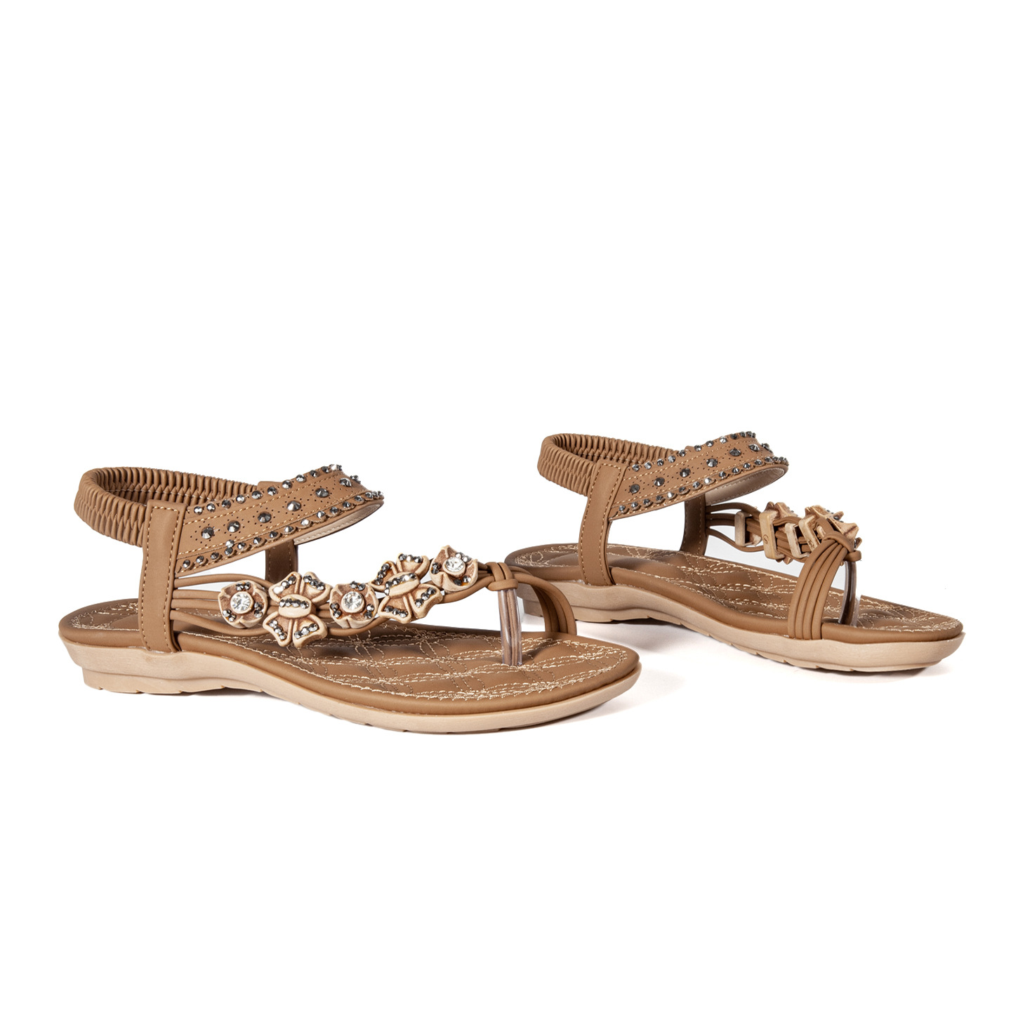 Women's Shoes, Summer Fashion Beach Vacation Flat Sandals With Beaded Toe Straps_desvips.com