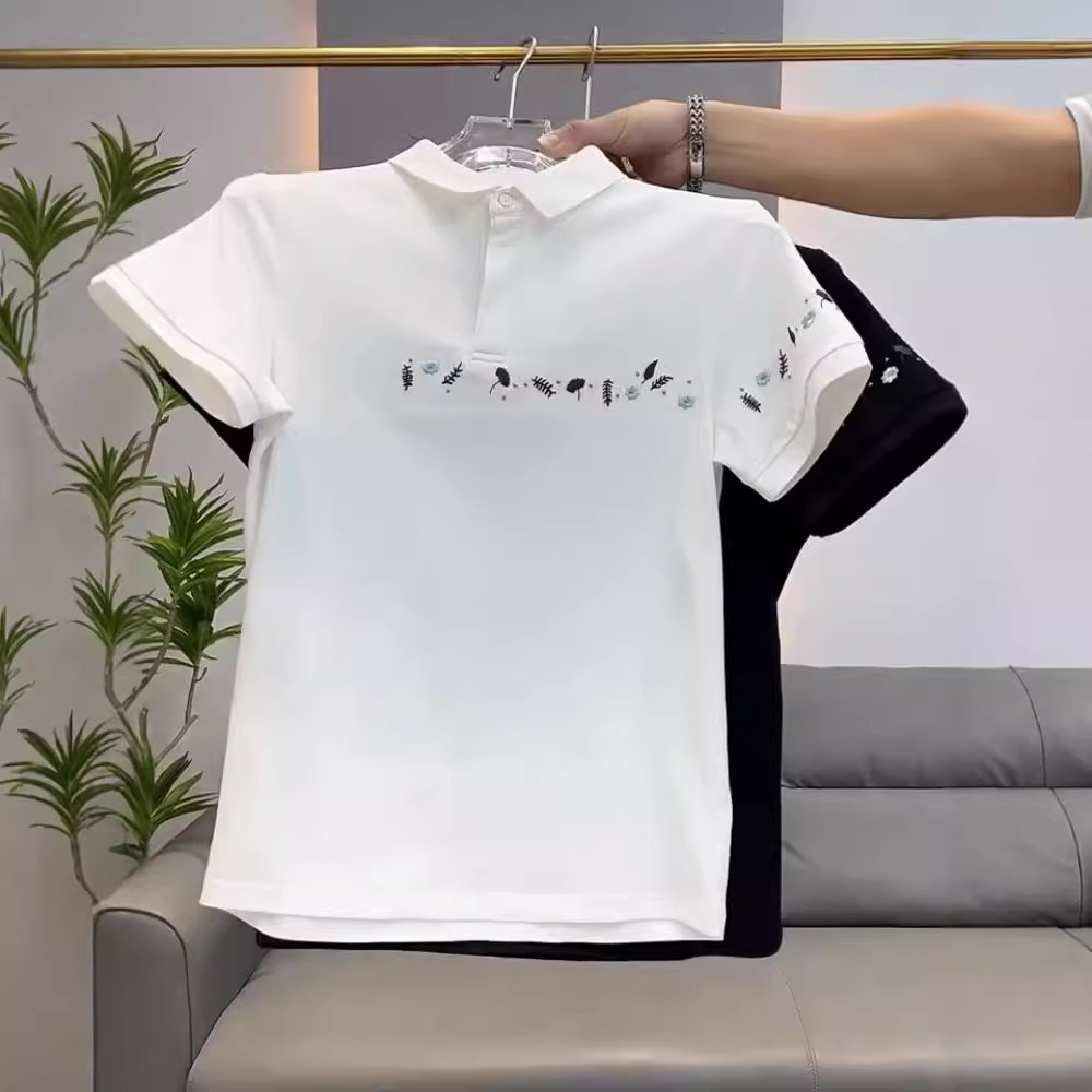 2024 nuevo polo estampado de alta gama camiseta de manga corta de moda para hombres verano nuevo estilo negocios solapa casual