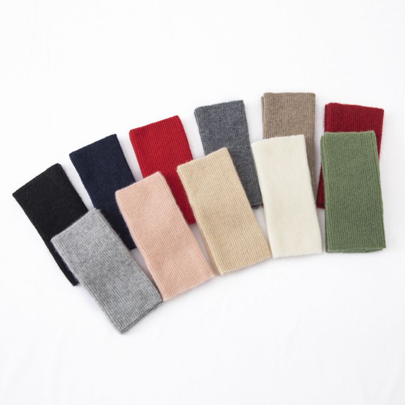 Autumn and Winter Cashmere Half-Finger Gloves for Women, Fake Cuffs, Knitted Woolen Gloves, Half-Finger Gloves, Fake Sleeves, Wrist Guards