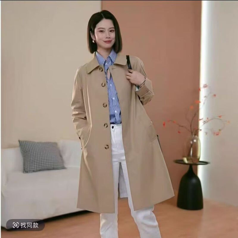 气质高级感中长款风衣外套女2025秋季新款韩版宽松洋气单排扣大衣|undefined