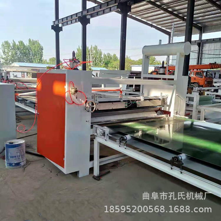 木饰面生态板颗粒板贴膜机 PET高光板贴面设备 大板pur热胶贴面机