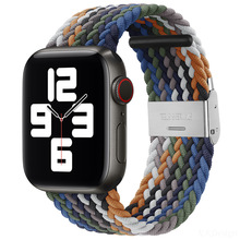 适用苹果iwatchS9手表带编织尼龙弹力卡扣款表带Apple Watch8腕带