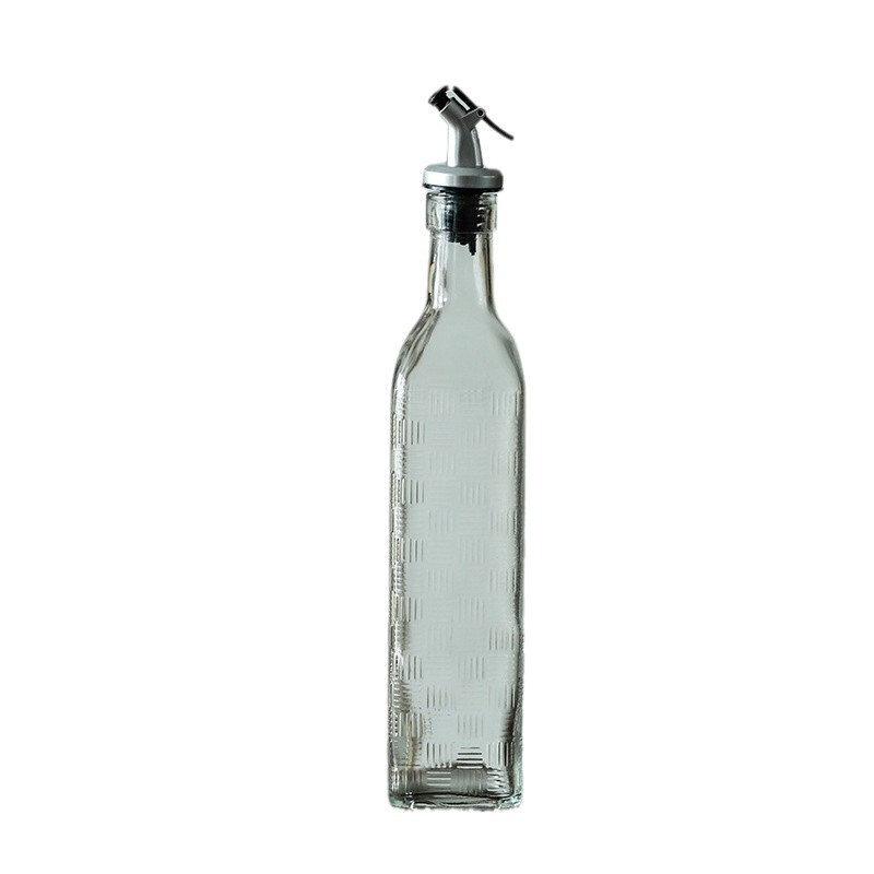 Botella de aceite de vidrio tallada creativa auto-abertura y cierre de boca de aceite no colgar aceite de cocina botella de vinagre de salsa de soja image 5