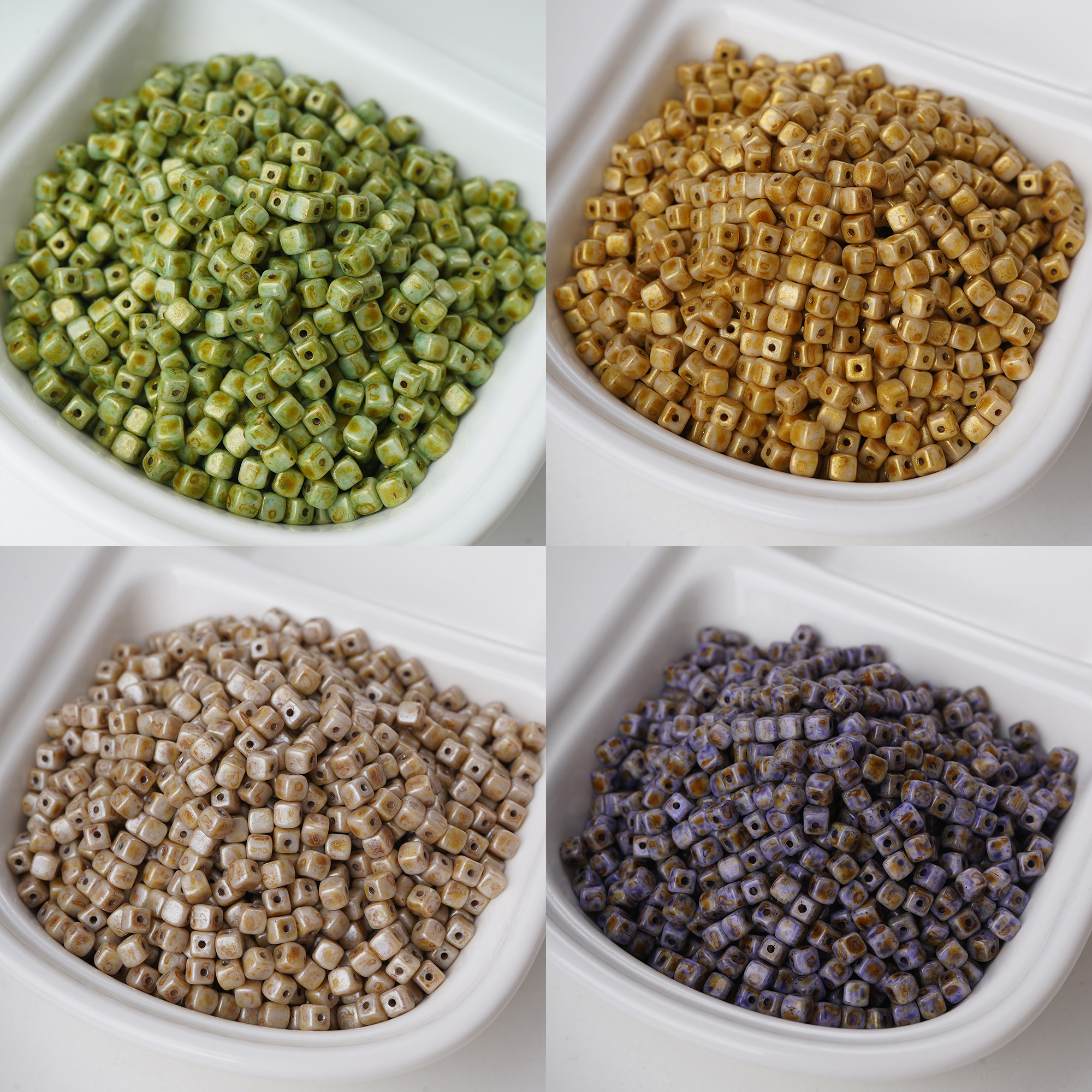 进口捷克珠4mm毕加索方块珠 手作手工diy串珠散珠迷你珠材料配件