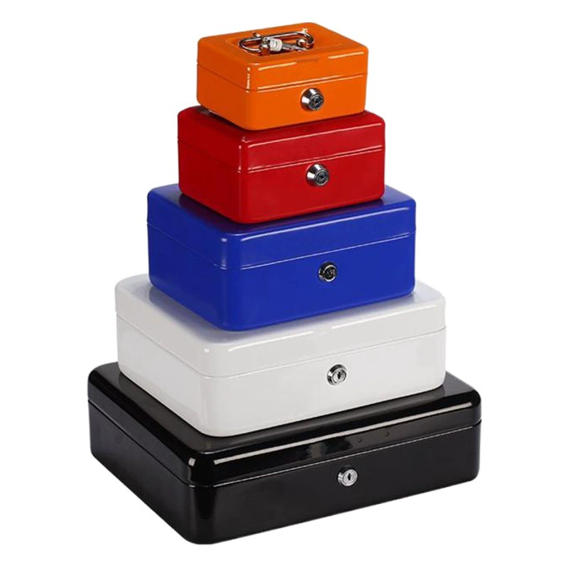 Железный ящик с замком Портативный небольшой кассовый ящик Настольный ящик для хранения Безопасная печать Сменный ящик для пароля Очень большой