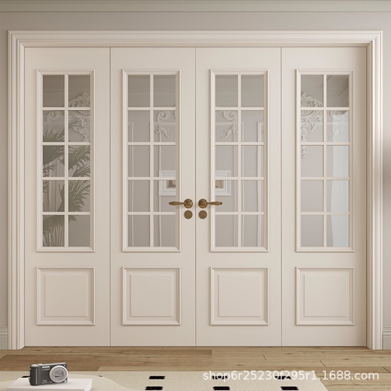Mofan French-Style Lacquered Wooden Folding Door Sliding Door for Study Room, Nordic Creative Simple Retro Design, Nationwide Measurement and Installation Mofan French-Style Lacquered Wooden Folding Door Sliding Door for Study Room, Nordic Creative Simple Retro Design, Nationwide Measurement and Installation