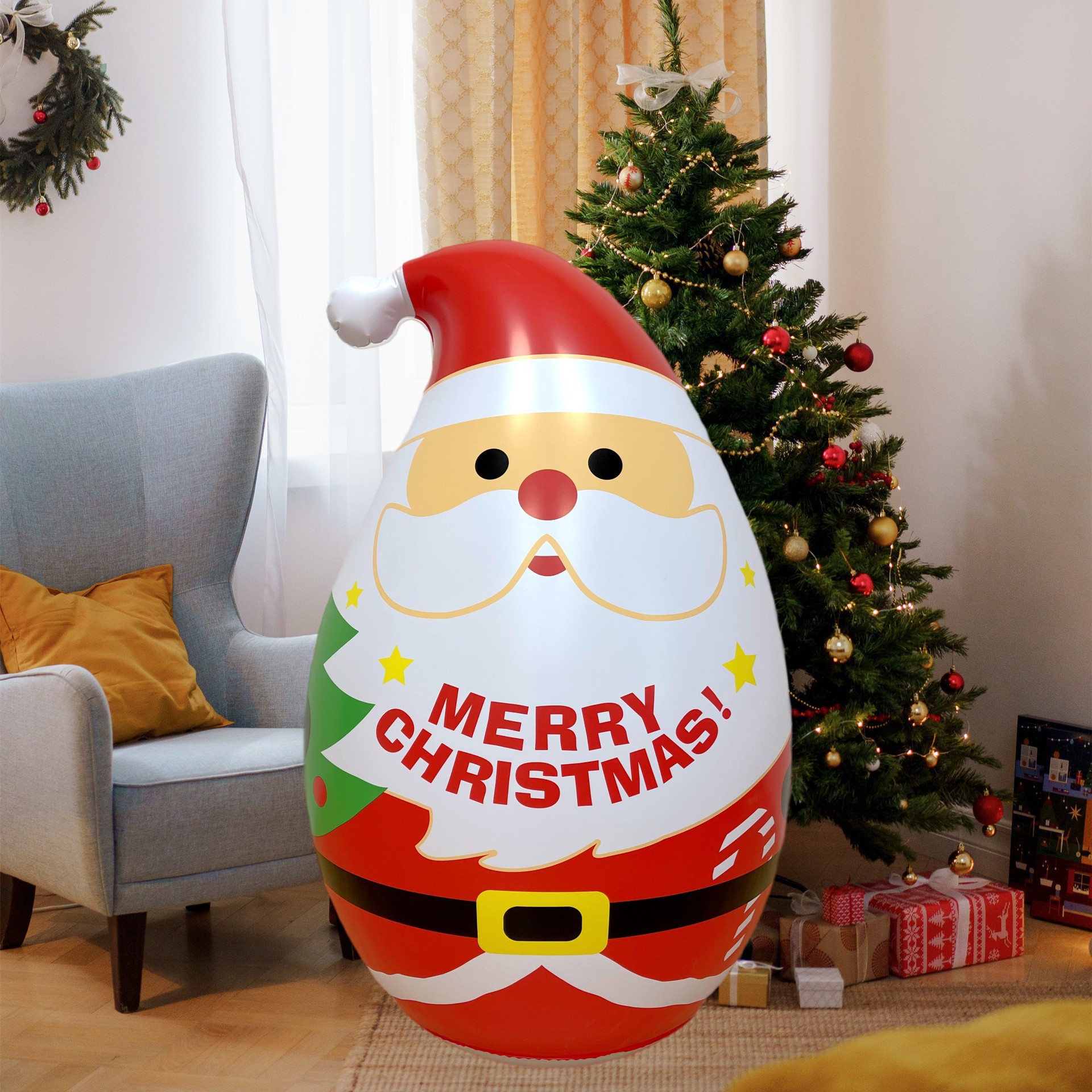 生产厂家 发光充气圣诞老人 充气卡通人 圣诞PVC充气玩具