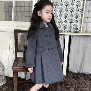 Пальто для девочек из шерсти двустороннее