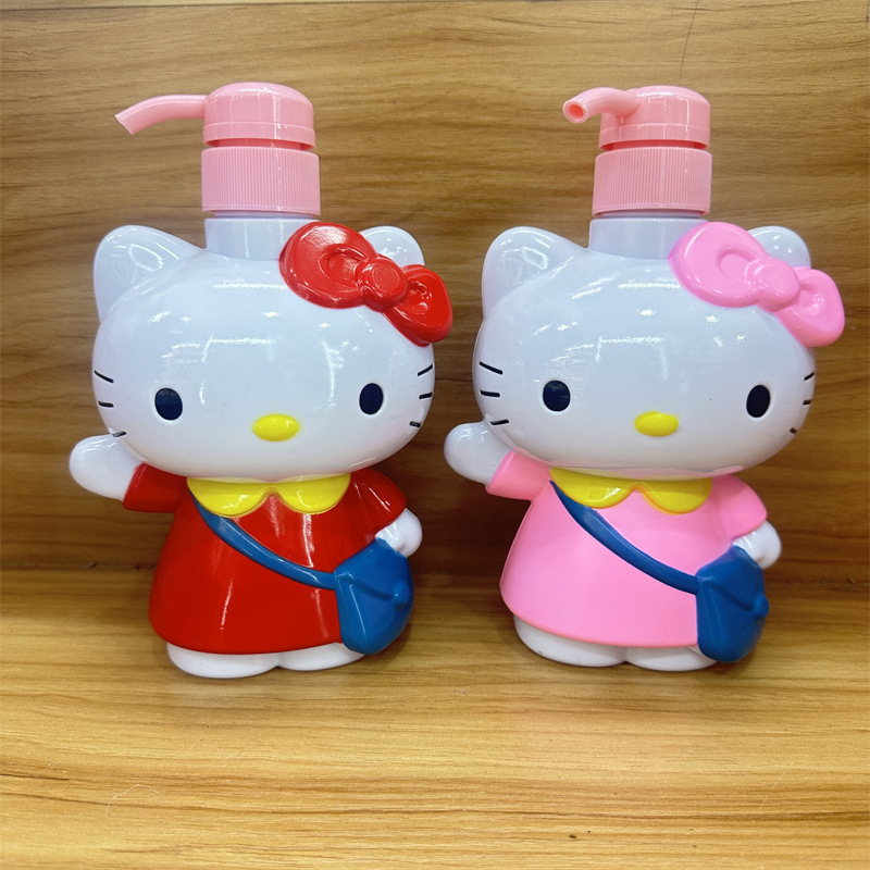 外贸跨境可爱立体kt萌猫沐浴瓶kitty卡通便携外出按压旅行分装瓶
