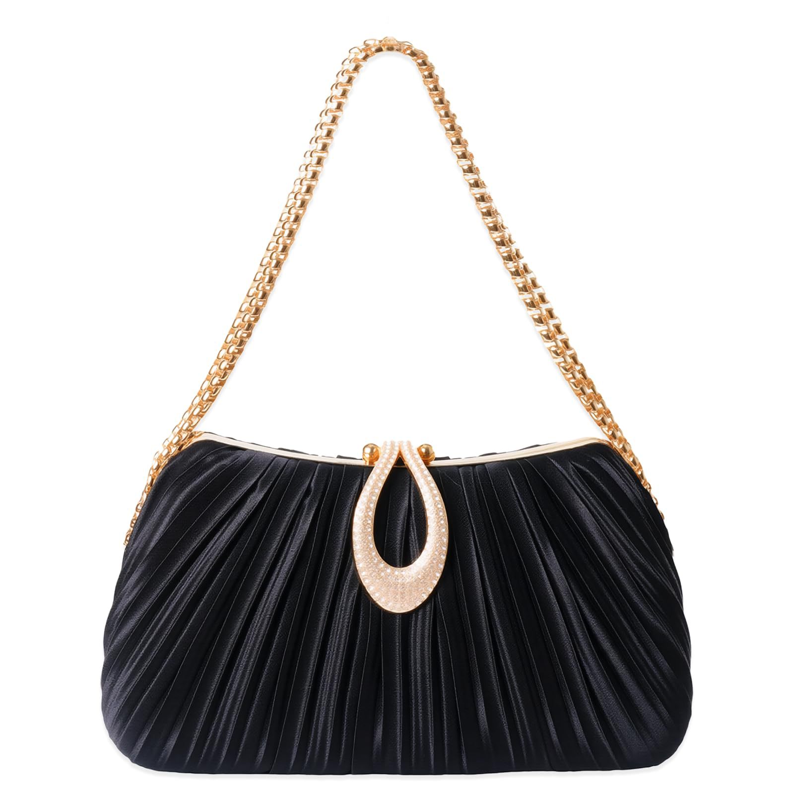 2025 New Satin Pleated Evening Bag For Women, Chain Bracelet Clutch For Formal Gowns And Cheongsam, Shoulder And Crossbody Bag - Thumbnail 7