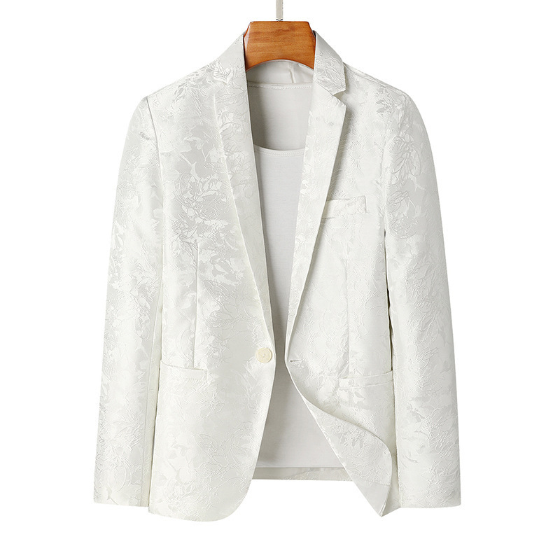Men's Jacquard Casual Suit, Professional Formal Wear, Korean Style Slim Fit, Spring and Autumn Style, Nightclub Single-Breasted Blazer Jacket for Men