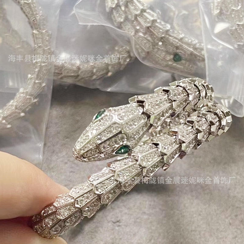 V gold material high quality Dodo snake full diamond bracelet full diamond bracelet high-grade light luxury female socialite same style direct sales