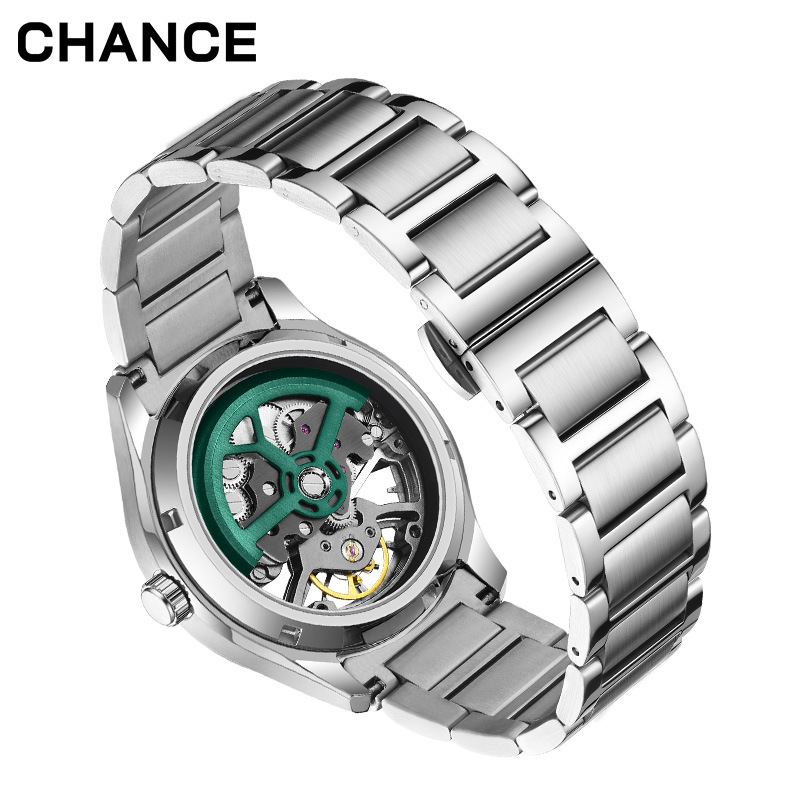 Montre mécanique automatique squelette pour homme, aiguilles lumineuses, fond transparent_voghion.com