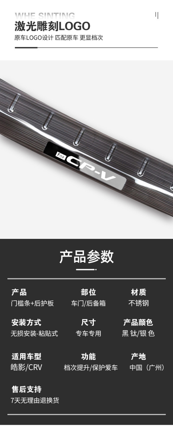 Suitable for Honda crv Door Sill Strip Stainless Steel Welcome Pedal Protection Sticker Modified Decorative Trunk Guard Anti-scratch Protection