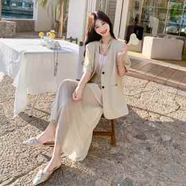 女装夏装上新  外套+半身裙套装配丝带