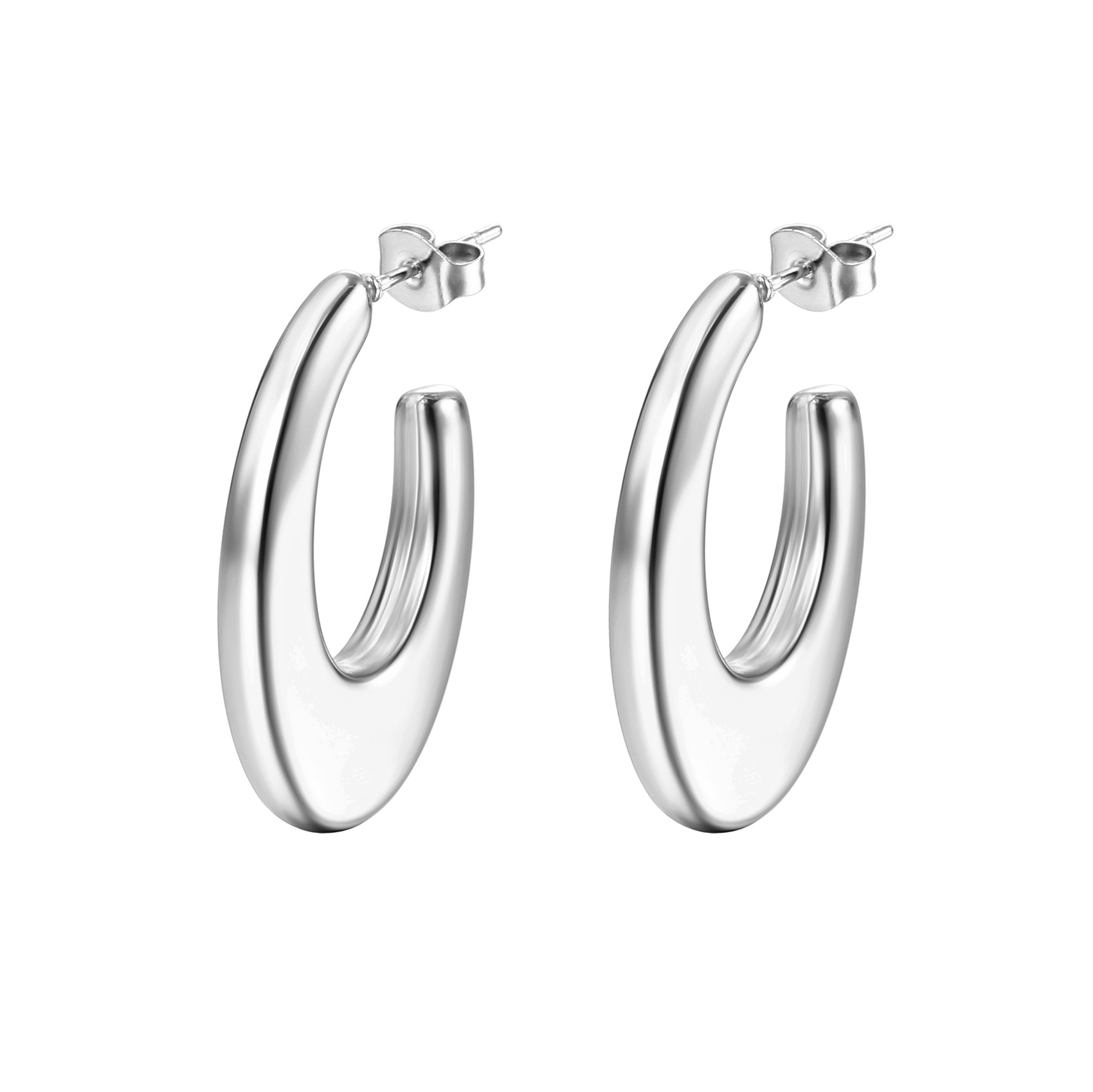 Simple Style U Shape Stainless Steel Plating Earrings display picture 6