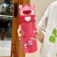 Strawberry Bear Thermos Cup High-Looking Cup Girl Birthday Gift New 2023 Cute Water Cup Children's School Special