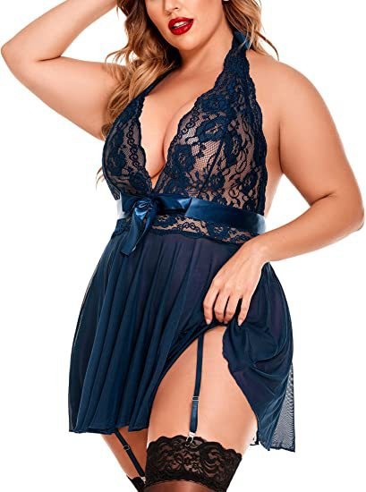 Nuovi prodotti, biancheria intima erotica, set di tentazione per camicia da notte in pizzo con reggicalze sexy in prospettiva, taglie forti europee e americane_voghion.com