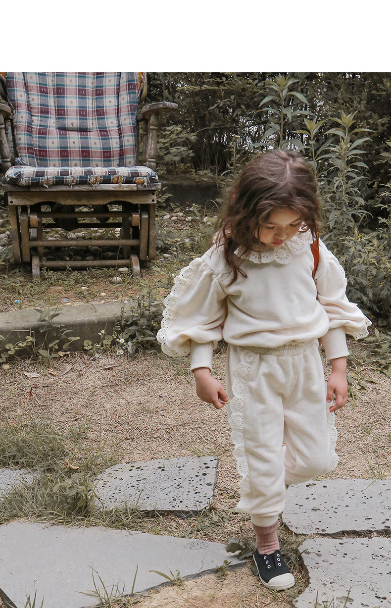 Abbigliamento per bambini Felpa con cappuccio a maniche lunghe pullover allentato in pizzo per bambina_voghion.com
