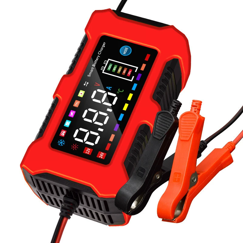 Автомобильный мотоцикл зарядное устройство 12v10A умный цветной экран пульс ремонт свинцово-кислотной батареи 12V зарядное устройство