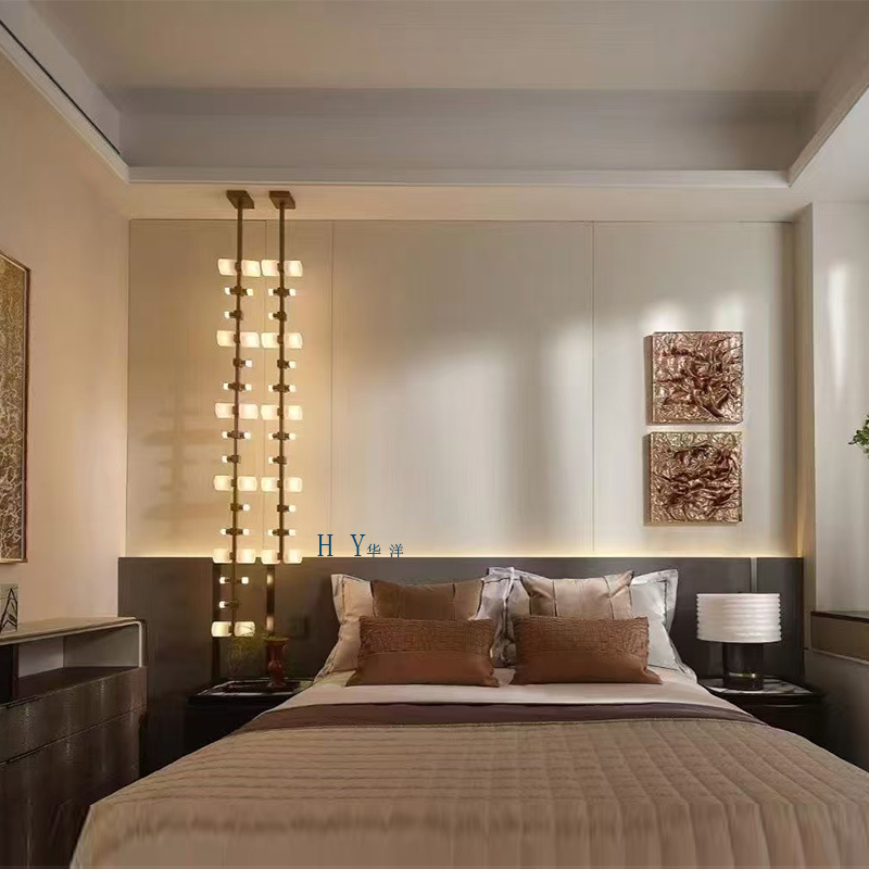 Lámpara dúplex Lámpara de pared para edificio dúplex Lámpara de pared Lámpara de cama minimalista posmoderna Lámpara de araña redonda Dormitorio Villa Comida moderna