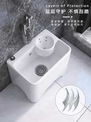 Ceramic swivel mop bucket pool balcony mop basin bathroom floor mop pool with built-in drainage basket mop bucket floor mop bucket