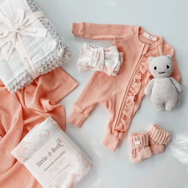 Autumn and winter baby girl jumpsuit romper Waffle jumpsuit ins Waffle Ruffle Zip