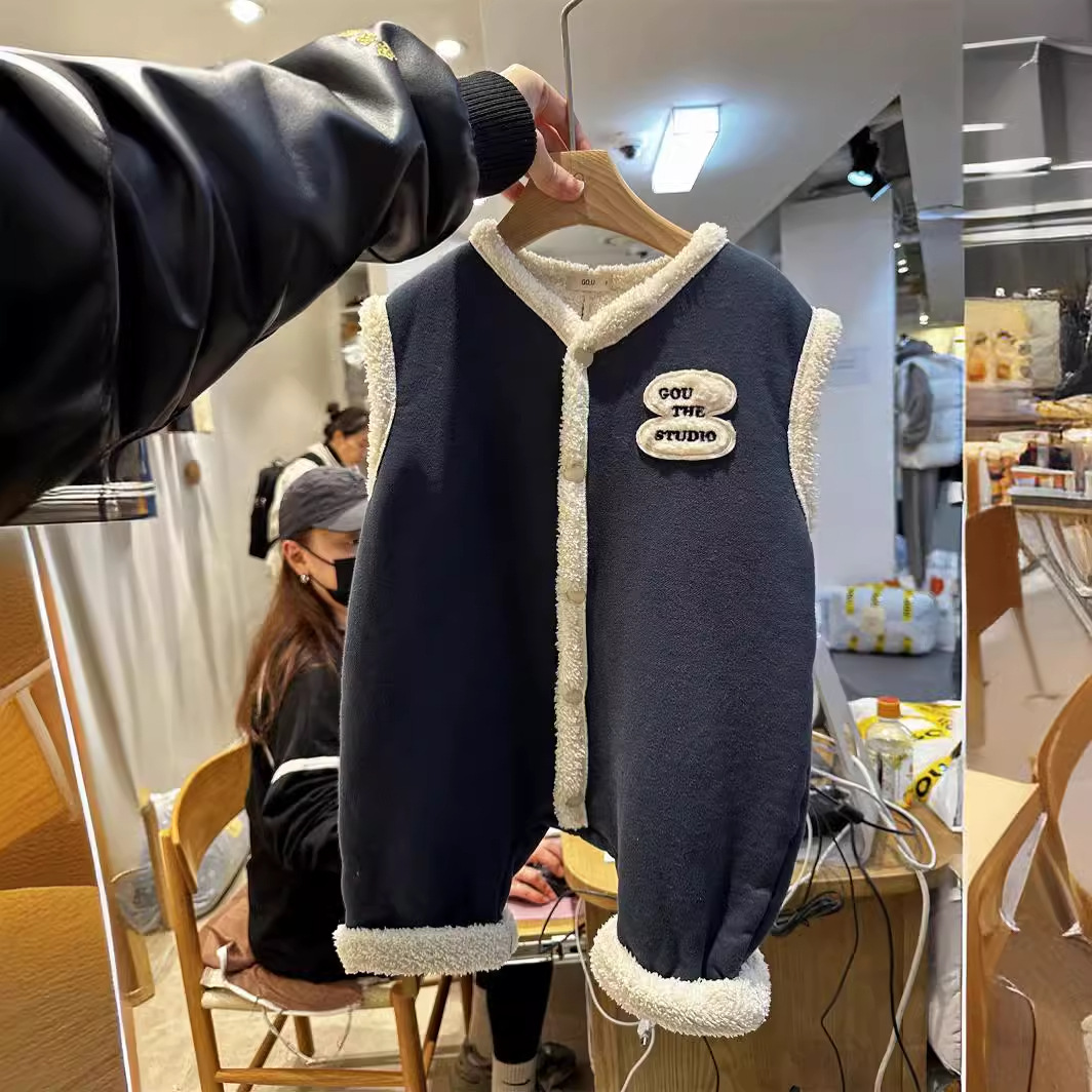 Ropa de invierno infantil coreana ropa de invierno para bebés, ropa de invierno para niños chalecos de peluche, ropa de escalada de invierno