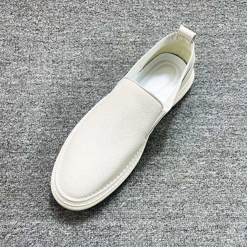 Белые туфли из воловьей кожи Baotou, весенние новые стильные повседневные лоферы без шнуровки на мягкой подошве, дышащие туфли-бини, мужская доставка